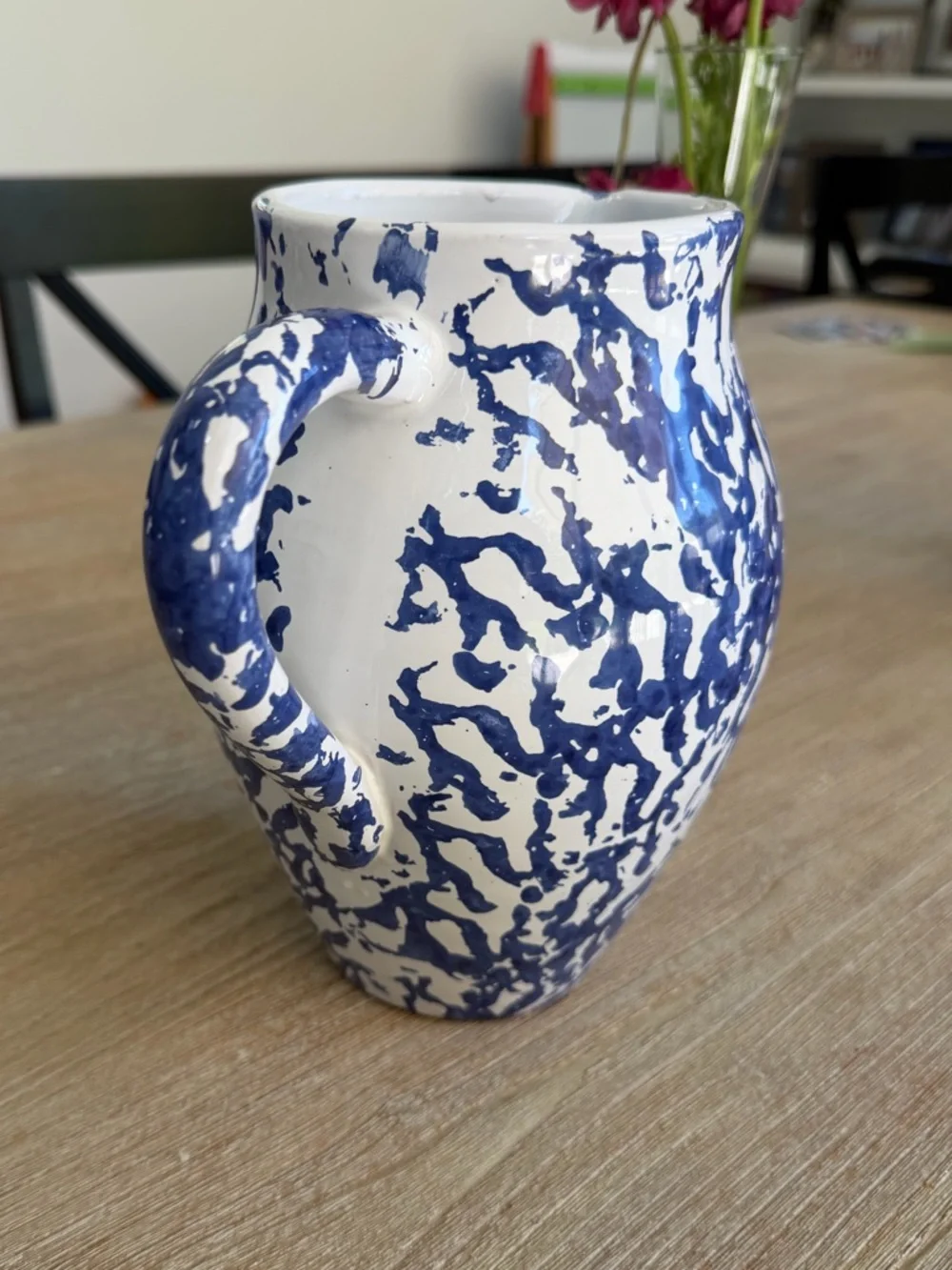 🌱 Vintage Pier 1 Imports Blue And White Pitcher Country Cottage Ceramic Jug